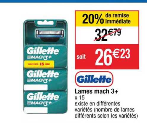 lames mach 3+ gillette 20% de remise immédiate
