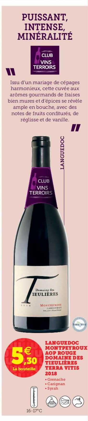 Languedoc Montpeyroux Aop Rouge Domaine Des Tieulières Terra Vitis 2018