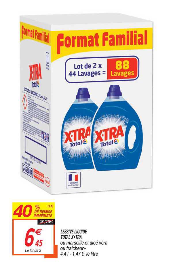 lessive liquide total x tra 40% remise immédiate