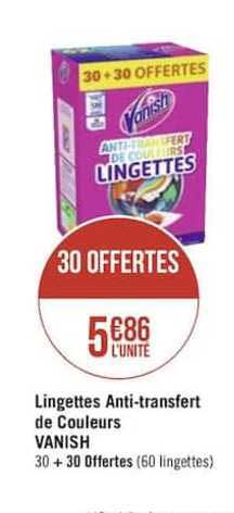lingettes anti transfert de couleurs vanish