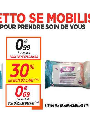 lingettes désinfectantes x15 diat