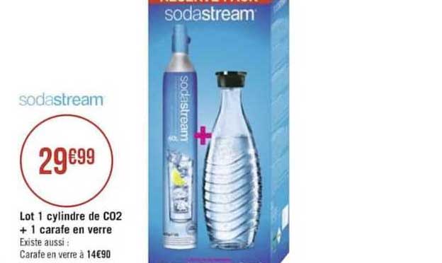 lot 1 cylindre de co2 + 1 carafe en verre sodastream
