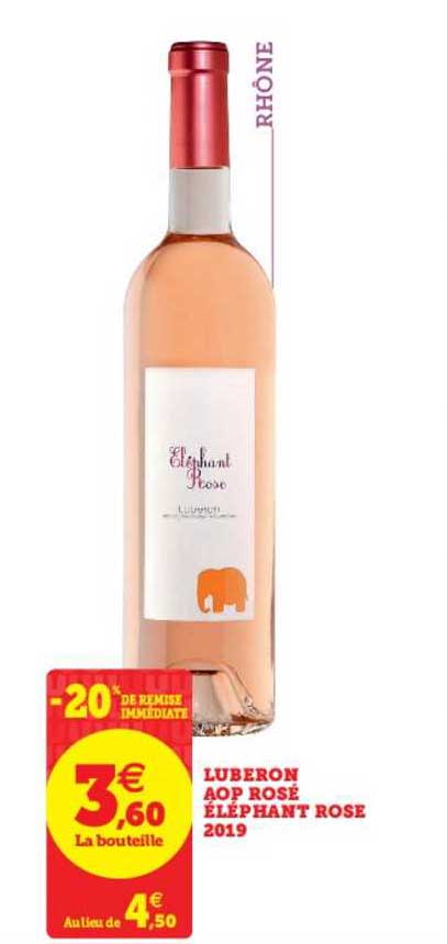 Luberon Aop Rosé éléphant Rose 2019 -20% Remise Immédiate