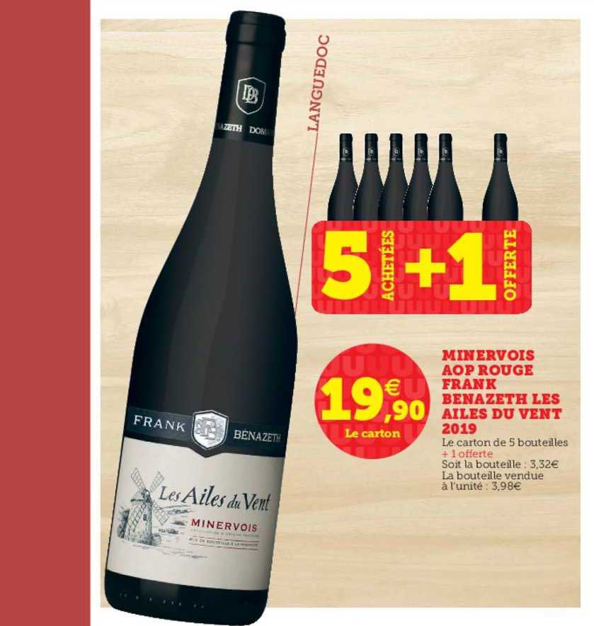 minervois aop rouge frank berazeth les ailes du vent 2019 5 achetées + 1 offerte