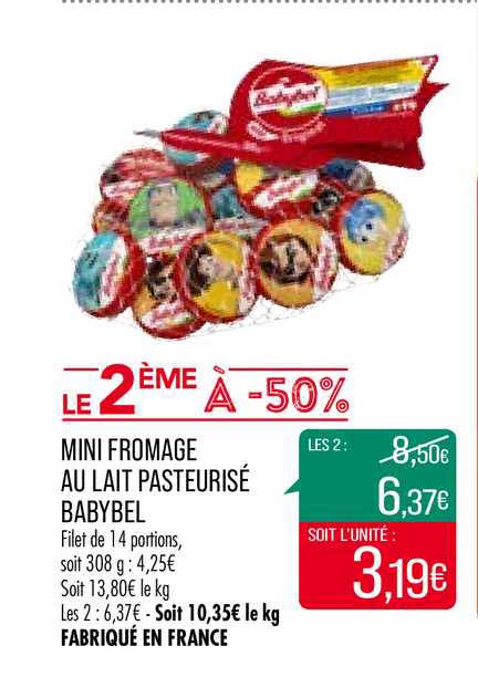Mini Fromage Au Lait Pasteurisé Babybel Le 2ème à -50%