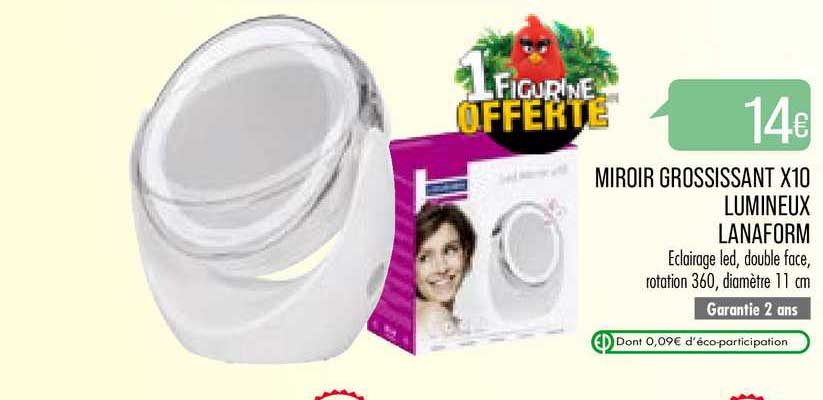 miroir grossissant x10 lumineux lanaform