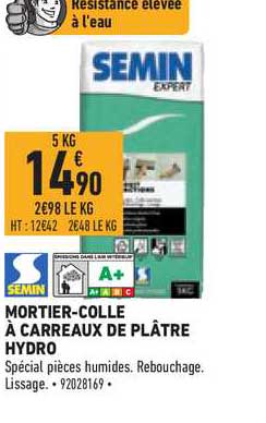 mortier colle à carreaux de plâtre hydro semin