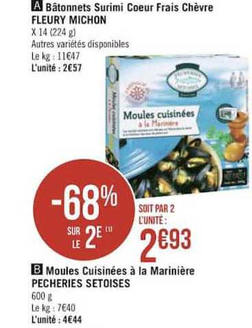 moules cuisinées à la marinière pêcheries setoises -68% sur le 2e