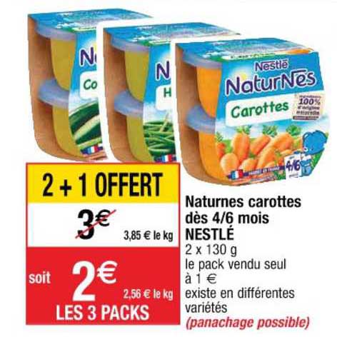 Naturnes Carottes Dès 4 6 Mois Nestlé 2+1 Offert