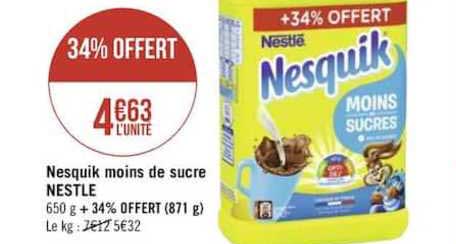 nesquik moins de sucre nestlé
