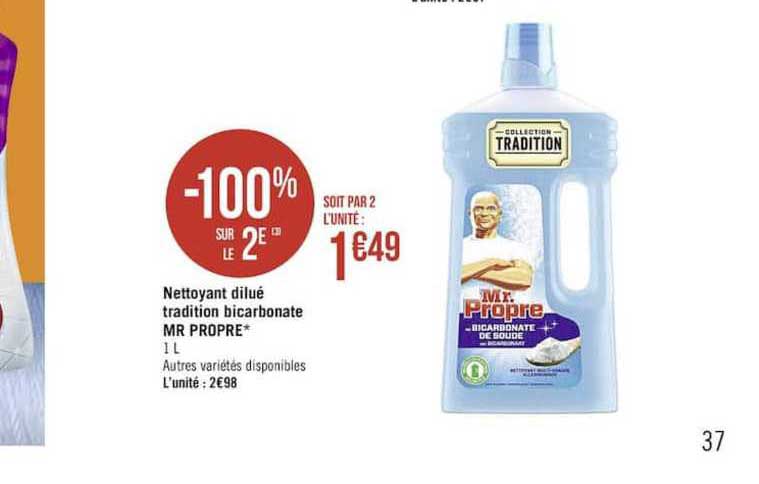 nettoyant dilué tradition bicarbonate mr propre -100% sur le 2è