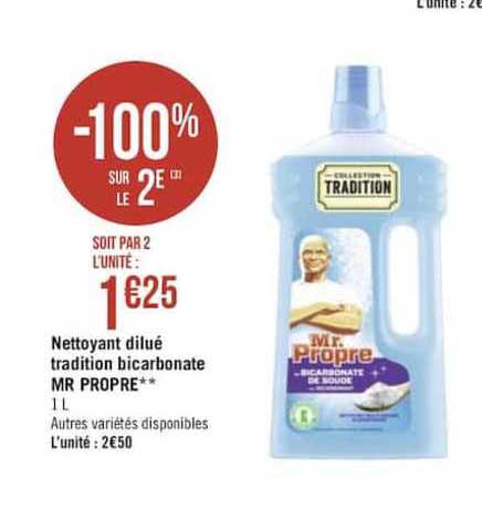 nettoyant dilué tradition bicarbonate mr propre -100 sur le 2e