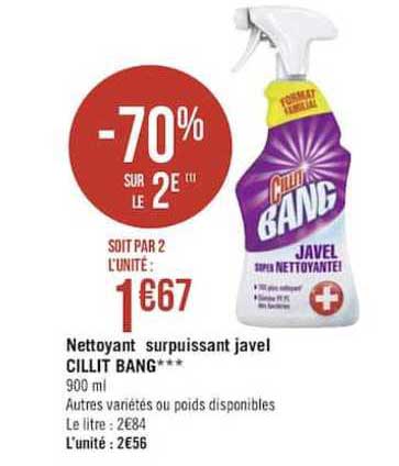 nettoyant surpuissant javel cillit bang -70% sur le 2e