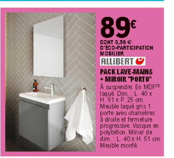 pack lave mains + miroir porto allibert