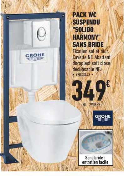 pack wc suspendu "solido harmony sans bride"