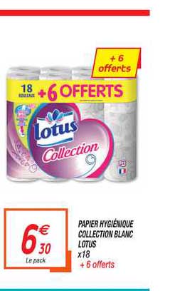 papier hygiénique collection blanc lotus x18
