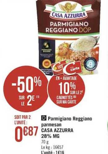 parmigiano reggiano parmesan casa azzurra 28% m.g. -50% sur le 2e
