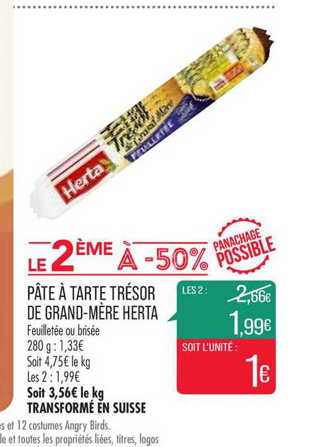 pâte à tarte trésor de grand mère herta le 2ème à -50%