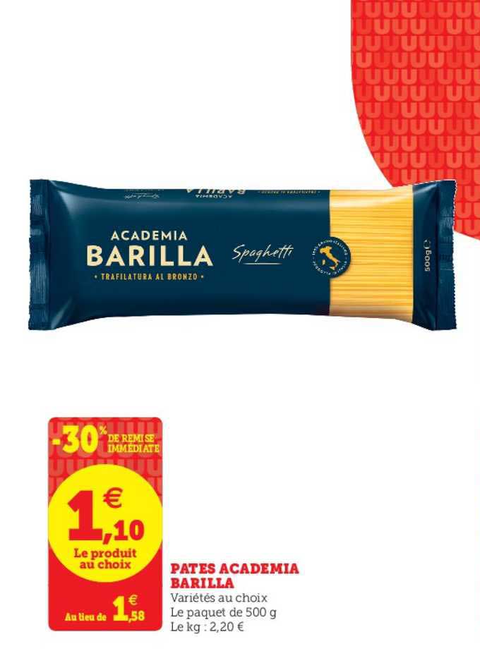 pâtes academia barilla -30% de remise immédiate