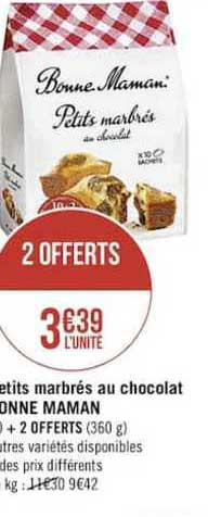 petits marbrés au chocolat bonne maman 2 offerts