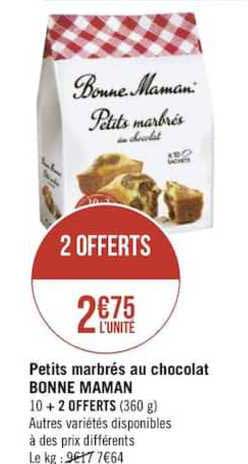 petits marbrés au chocolat bonne maman