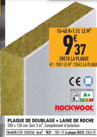 plaque de doublage + laine de roche