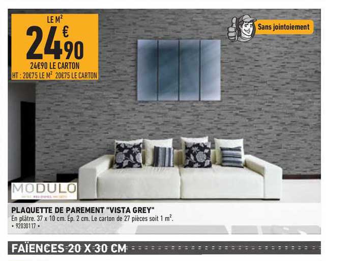 plaquette de parement "vista grey" modulo