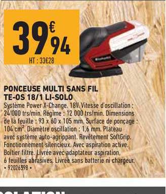 Ponceuse Multi Sans Fil Te Os 18 1 Li Solo