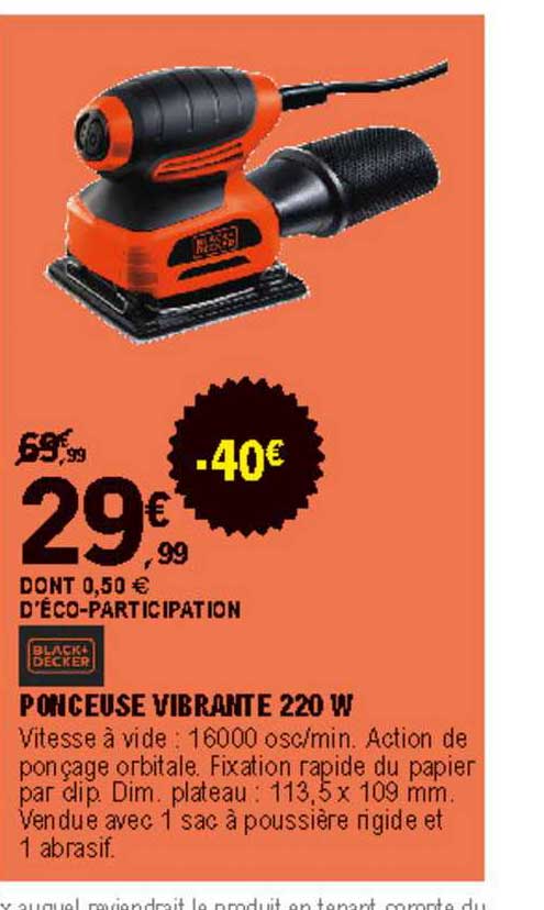 ponceuse vibrante 200 w black+decker