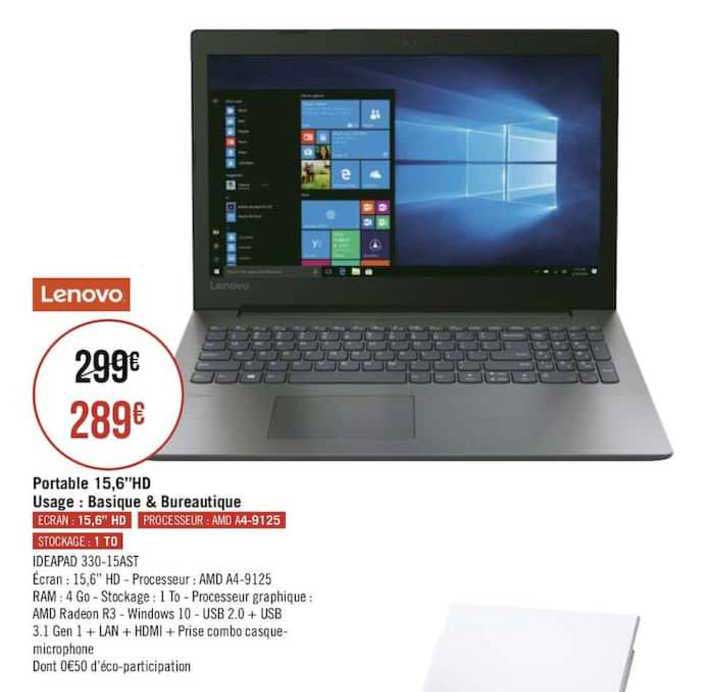 portable 15.6'' hd usage basique & bureautique lenovo