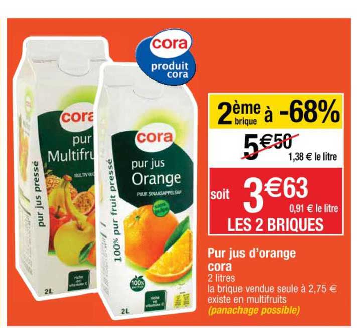 Pur Jus D'orange Cora 2ème Brique à -68%