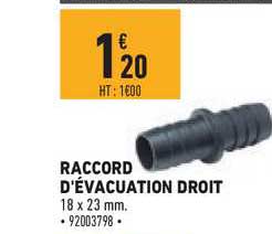 raccord d'évacuation droit