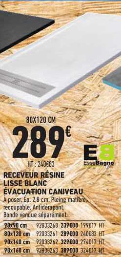 receveur résine lisse blanc évacuation caniveau