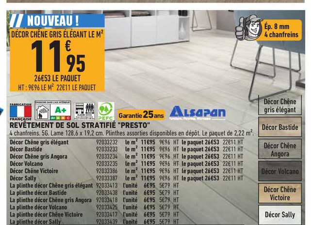 revêtement de sol stratifié "presto" alsapan