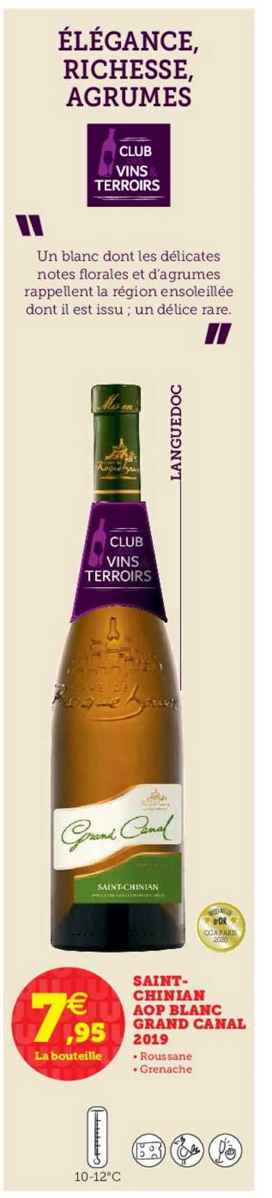 saint chinian aop blanc grand canal 2019