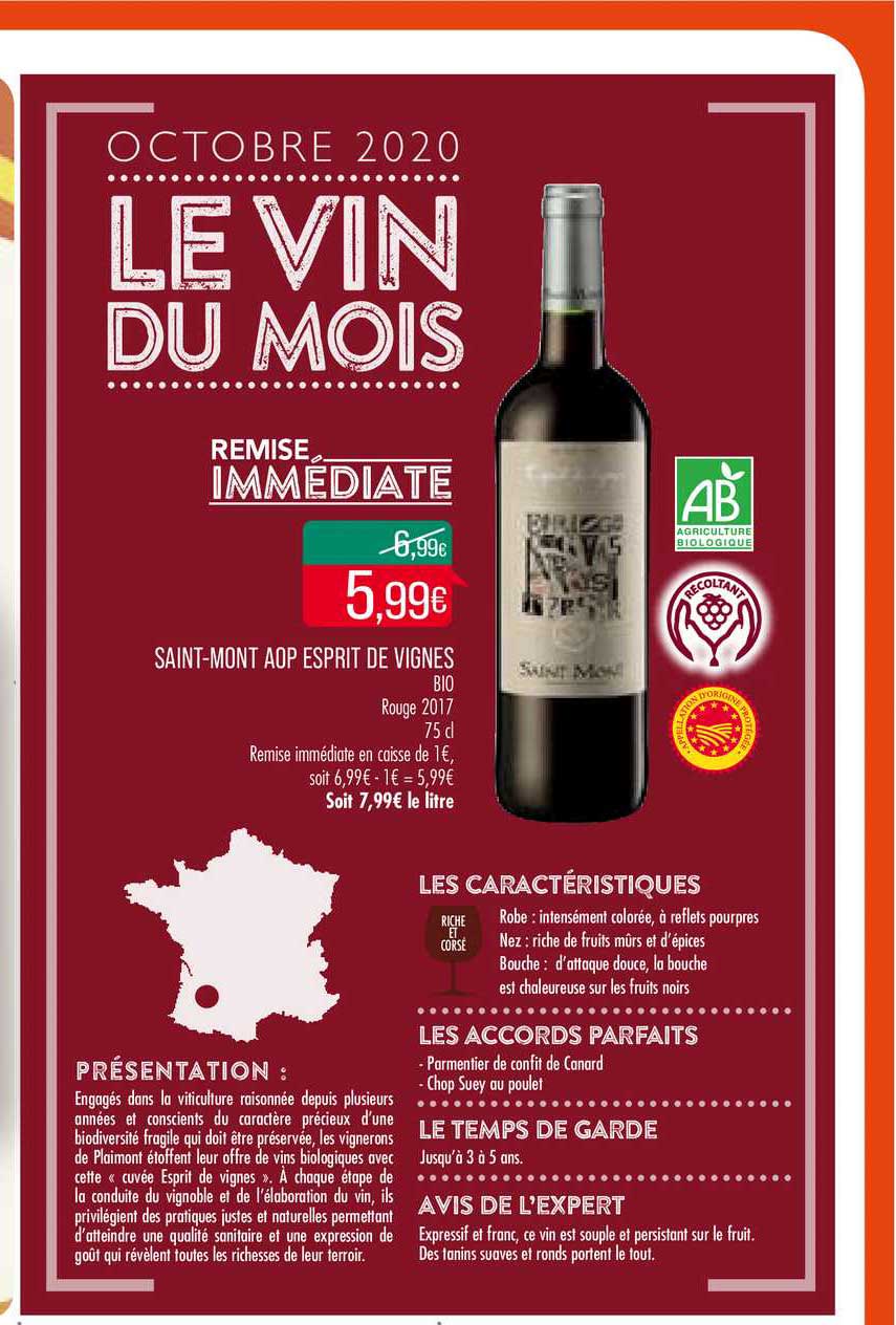 saint mont aop esprit de vignes remise immédiate