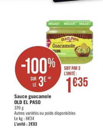 Sauce Guacamole Old El Paso -100% Sur Le 3e
