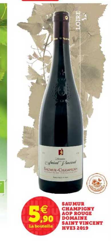 saumur champigny aop rouge domaine saint vincent hve3 2019