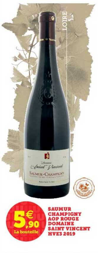saumur champigny aop rouge domaine saint vincent hve3 2019