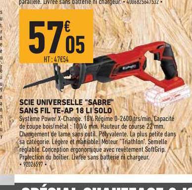 scie universelle "sabre" sans fil te ap 18 li solo