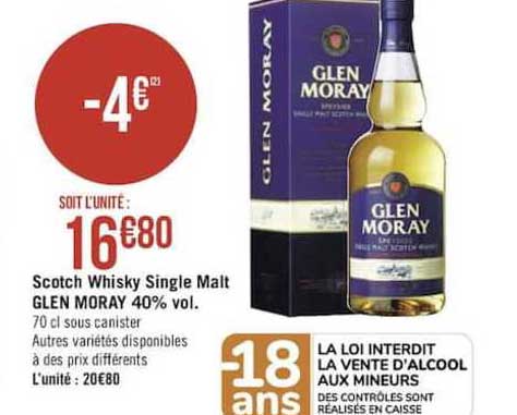 scotch whiksy single malt glen moray 40% vol.