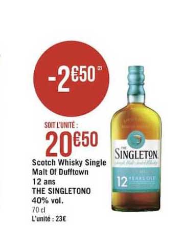 scotch whisky single malt of dufftown 12 ans the singletono 40% vol.