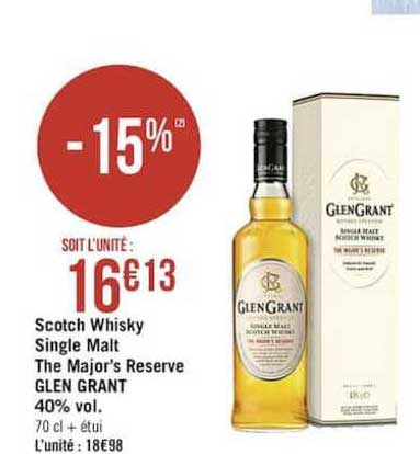 scotch whisky single malt the major's reserve glen grant 40% vol. -15%