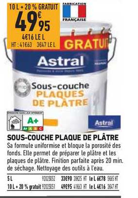 sous couche plaque de plâtre astral