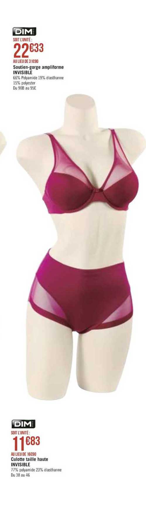 soutien gorge ampliforme invisible culotte taille haute invisible