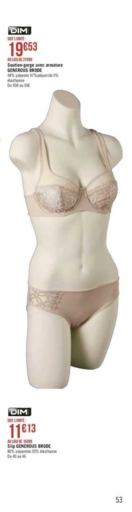 soutien gorge avec armature generous brode slip  generous brode