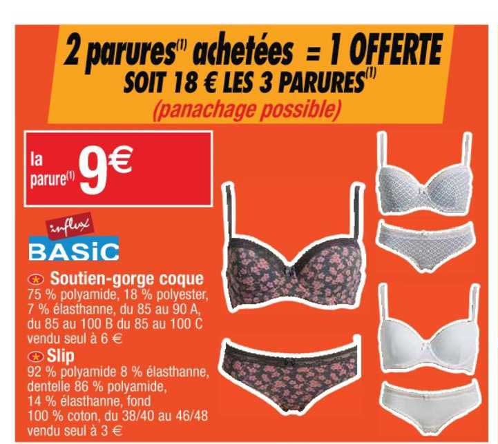soutien gorge coque slip influx basic