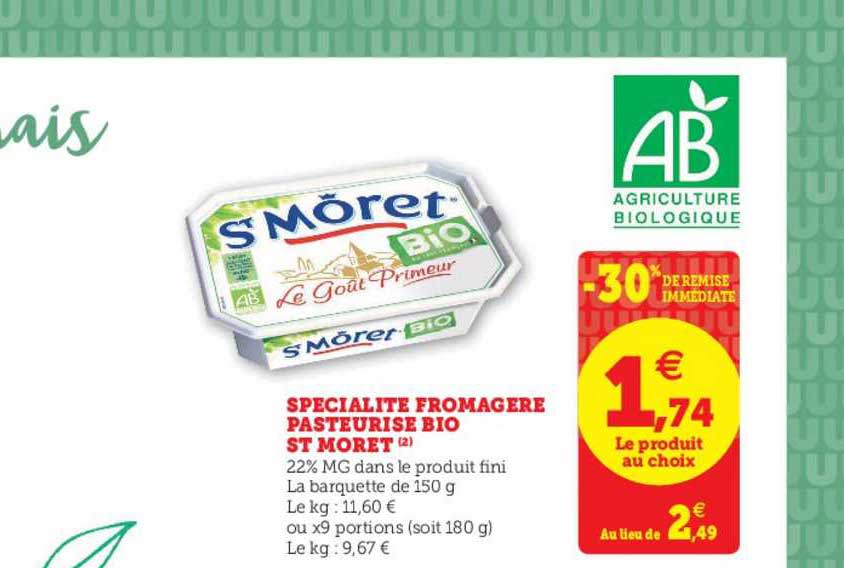 Spécialité Fromagère Pasteurisé Bio St Môret -30% De Remise Immédiate