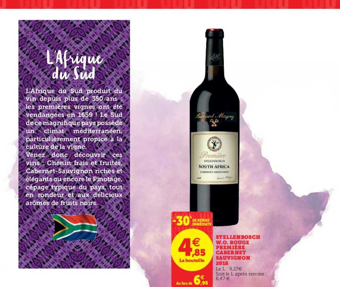 stellenbosch w.o. rouge première cabernet sauvignon 2018 -30% de remise immédiate