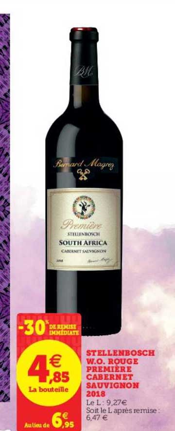 stellendbosch w.o. rouge première cabernet sauvignon 2018 -30% remise immédiate